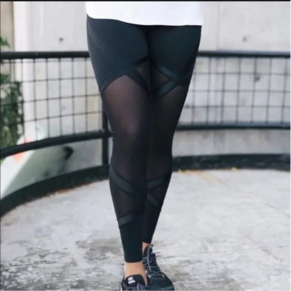 Zyia Active Ribbon Mesh Luxe Black Leggings Women’s Size 12 - Picture 1 of 11